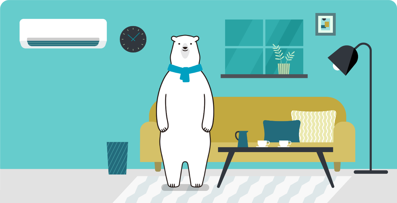エアコン：白くまくんの部屋：日立の家電品