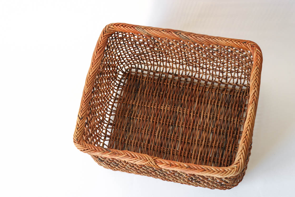 青森 あけび こだし編み 四角かご (深)