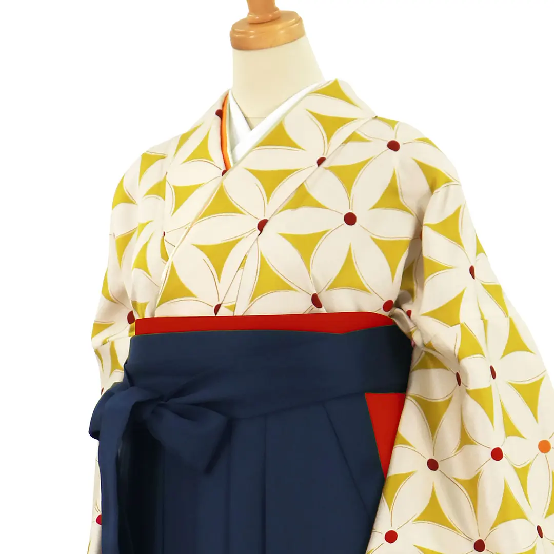 ≪ヒロミチナカノ≫芥子地に花模様・紺袴（無地） （二尺袖）／卒業式