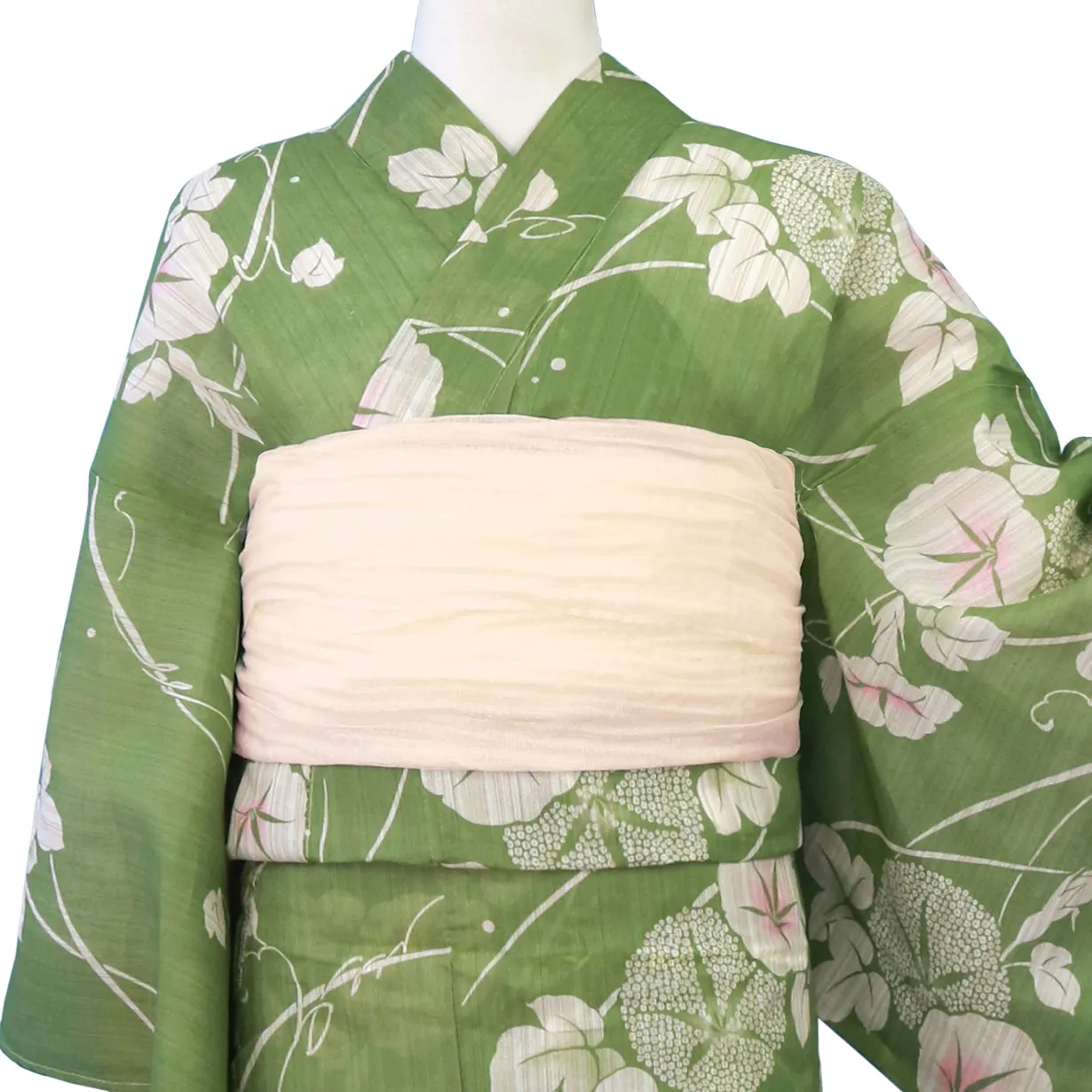 抹茶色×朝顔／レディース浴衣 | 宅配着物レンタルの京都かしきもの