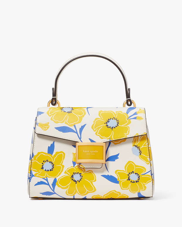 Katy Sunshine Floral Textured Leather Small Top Handle Bag | Kate