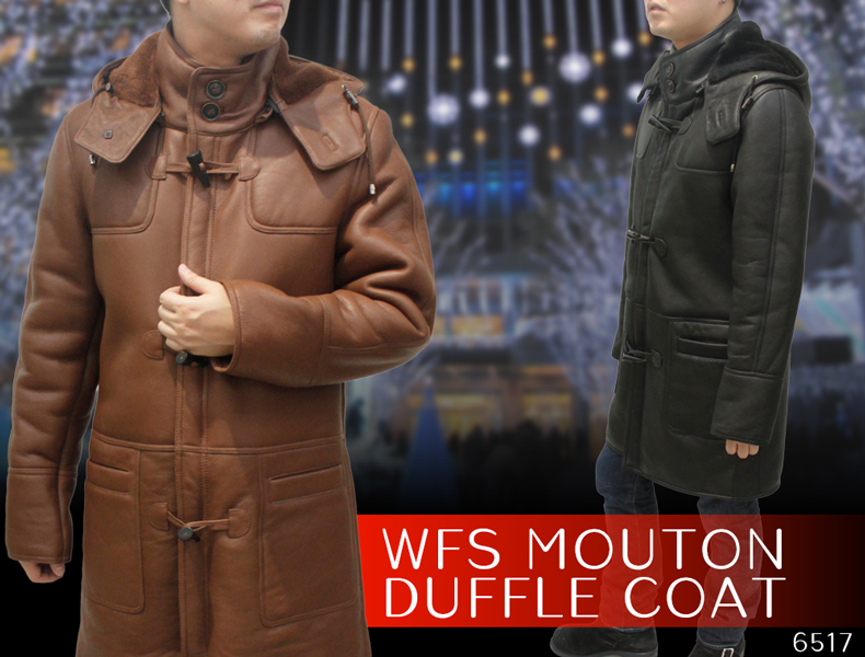 交渉中gco34 フーディーラムレザームートンダッフルコート フード