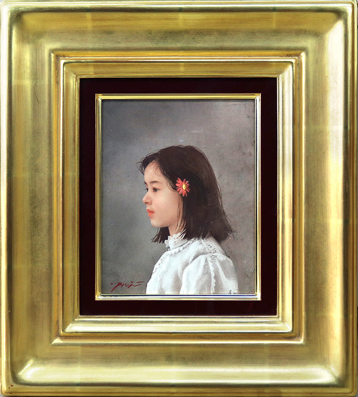 風景画 油彩画 木製フレーム 風景画「風の道」油彩画F4/額付き | fukeiart