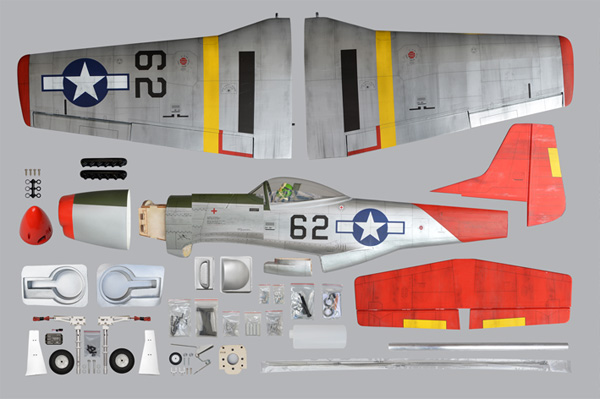 KK HOBBY 】P51 MUSTANG GP/EP V2 .46～.55 （電動リトラクトセット付