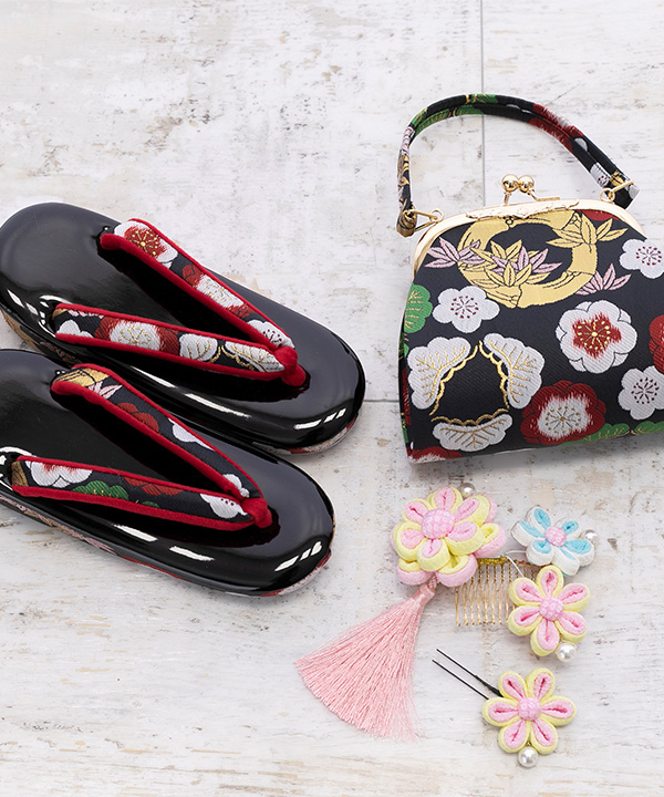 七五三(七歳女の子)着物レンタル｜【乙葉】ピンクに扇と松梅柄着物