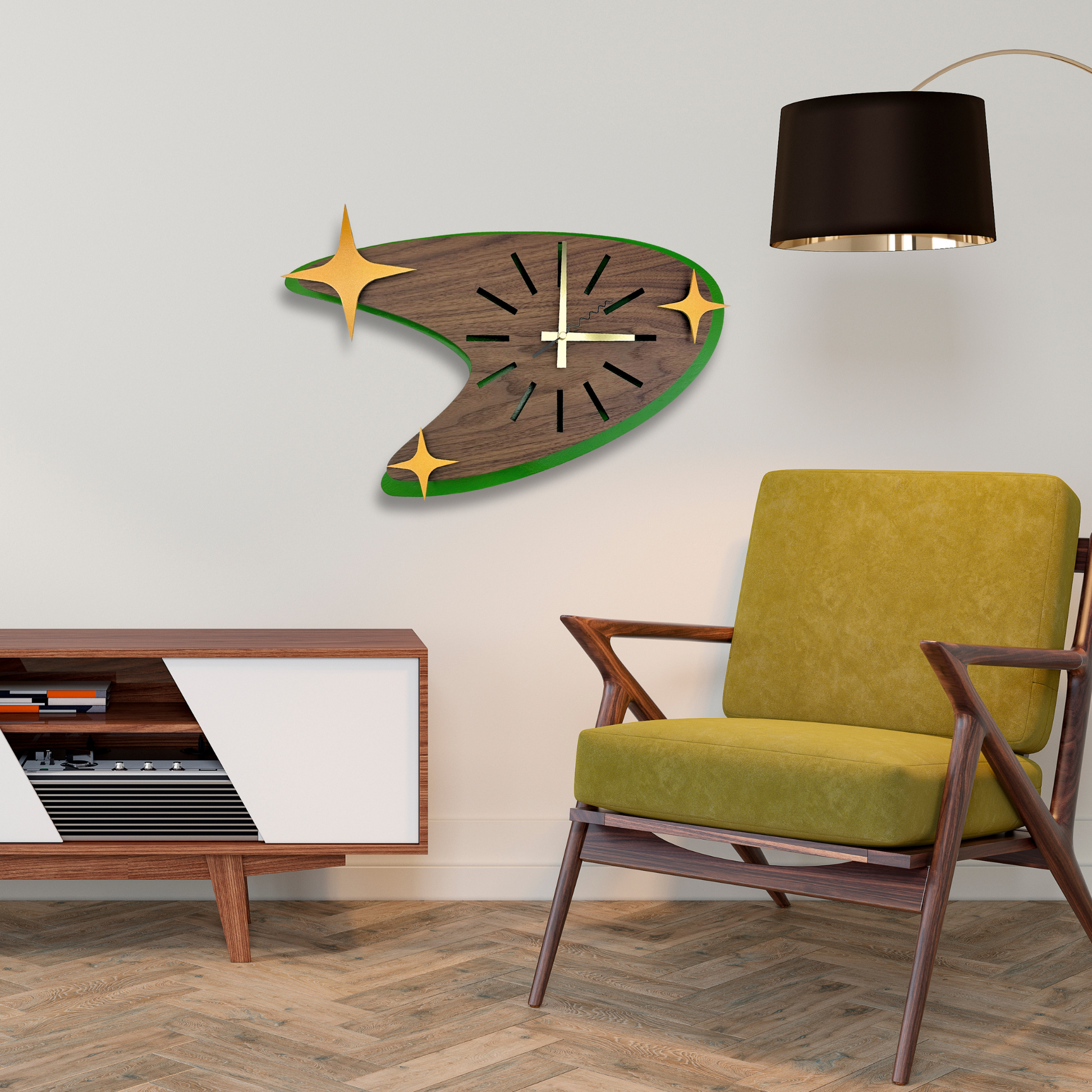 Mid Century Modern Boomerang Clock – KingWood Clocks Décor & More