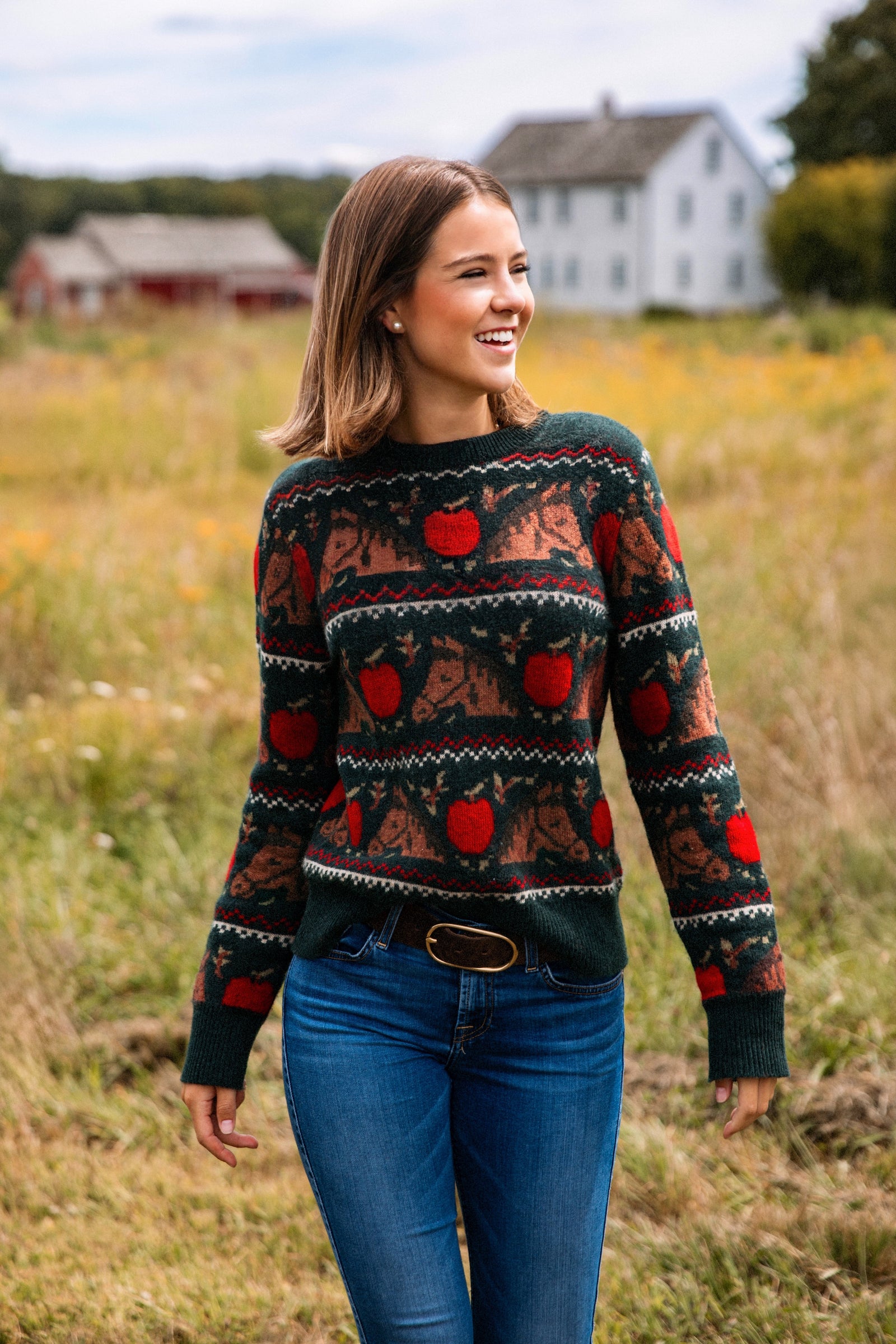 KJP Women's Orchard Horse Fair Isle Crewneck Fall Sweater – Kiel