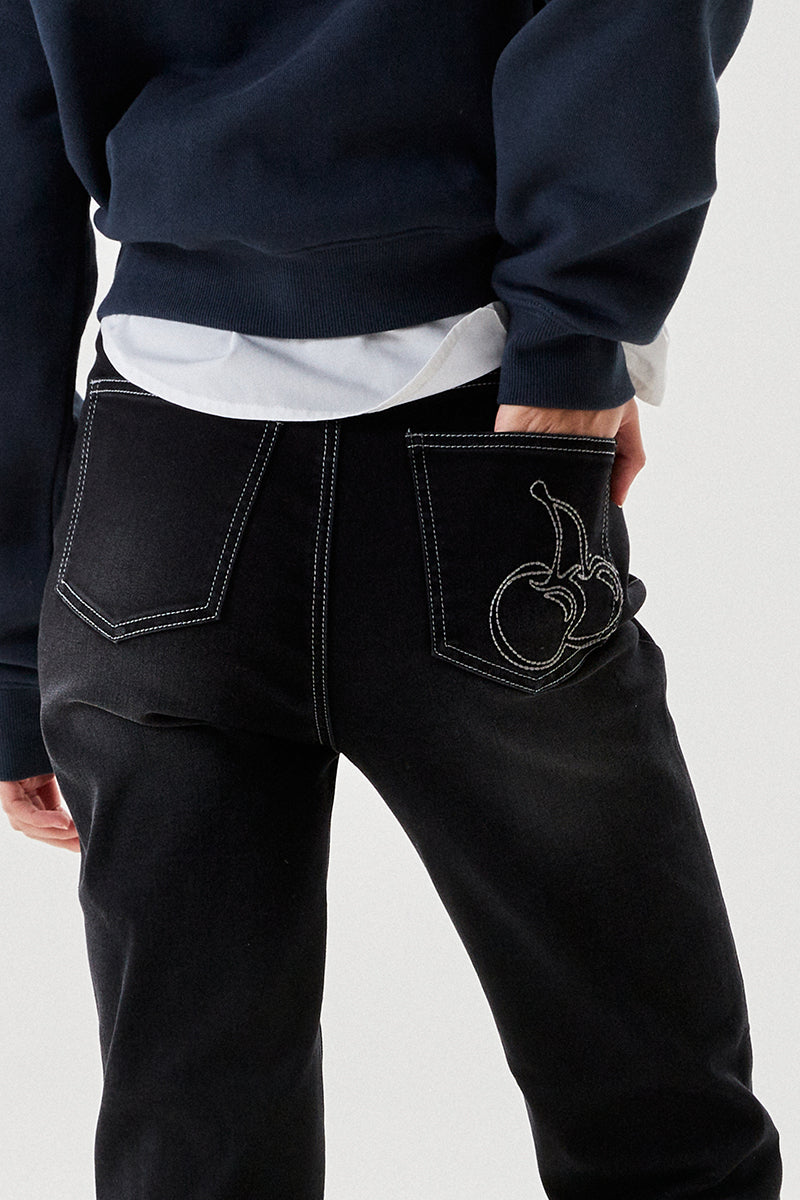 チェリースパンスリムフィットデニムパンツ【ブラック】