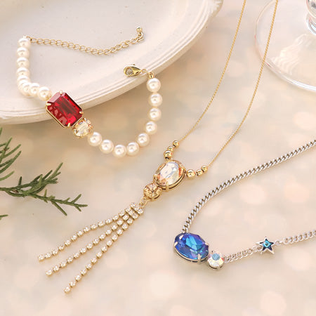 レシピNo.KR0634 貴和クリスタルのダブルビジューアクセサリー3種 – 貴