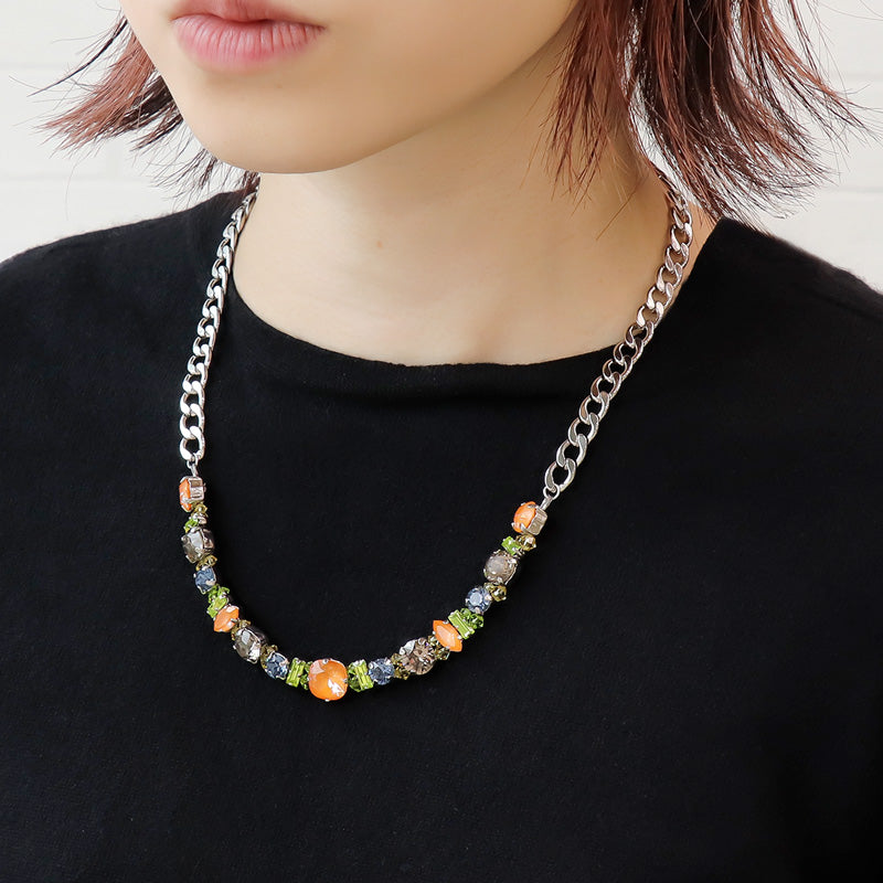 レシピNo.KR1082 貴和クリスタルのレトログロウビジューネックレス
