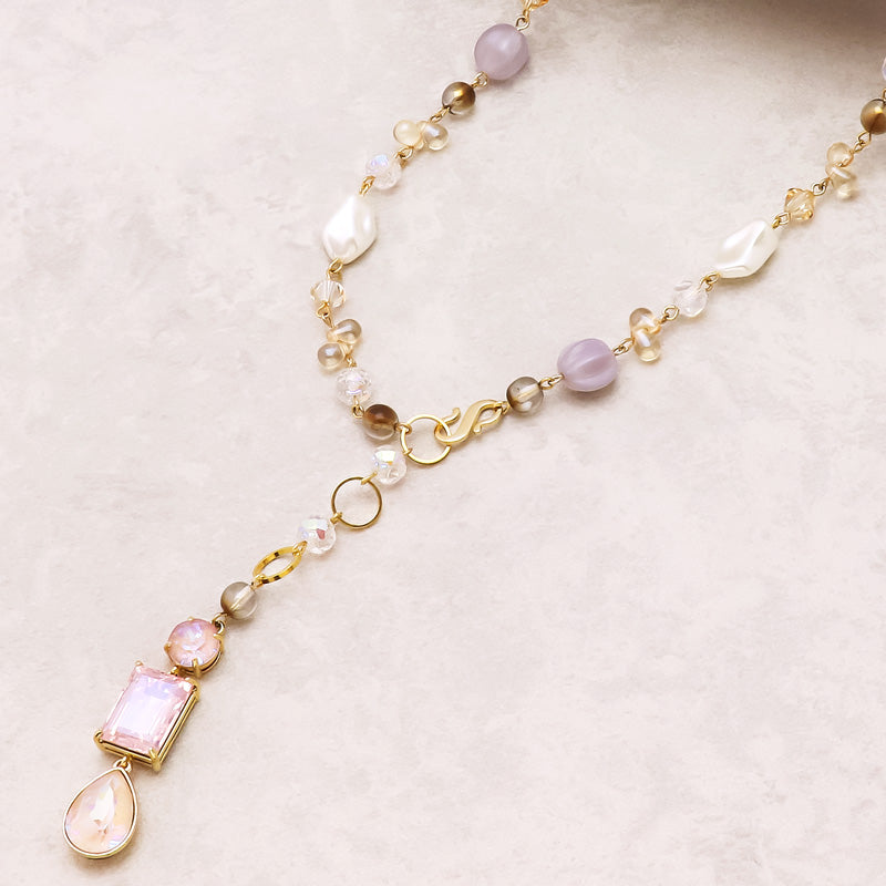 レシピNo.KR1098 貴和クリスタルとビーズのY字ネックレス – 貴和製作所