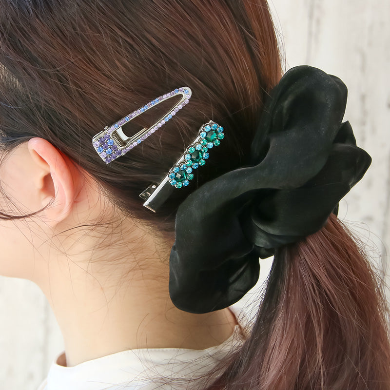 レシピNo.KR0914 連爪チェーンのマルチカラーヘアクリップ2種 – 貴和