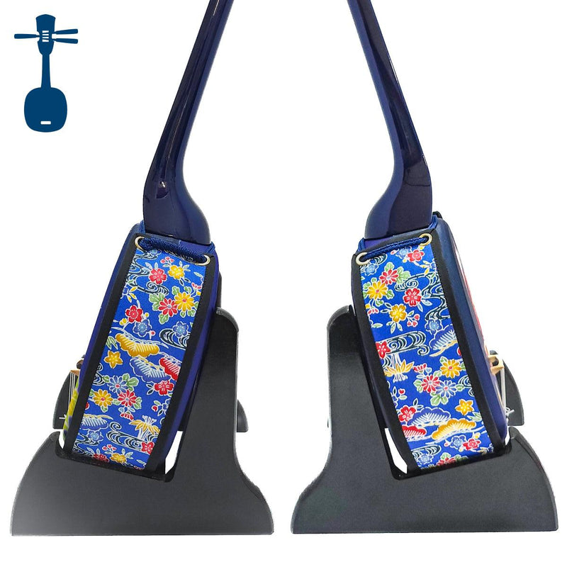 真壁型 ネイビーブルー ハイビスカス＆蝶(紺) ちびらー三線 – 米須三線店