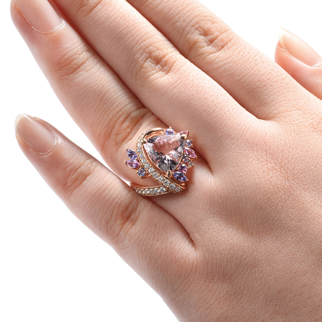 K18ピンクゴールド モルガナイト リング（M 3.40ct D 0.37ct）｜真珠卸