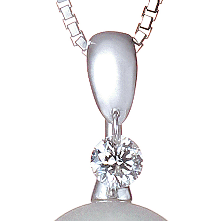 オーロラ天女 花珠真珠 1粒ダイヤ ペンダントネックレス プラチナ製