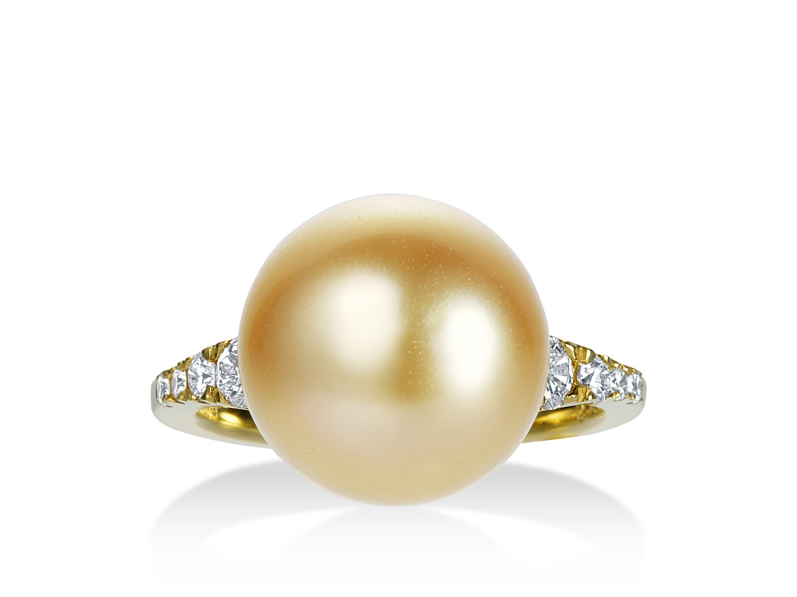 K18 南洋ゴールドパール リング（11.2ミリ D0.26ct・無染色 天然色