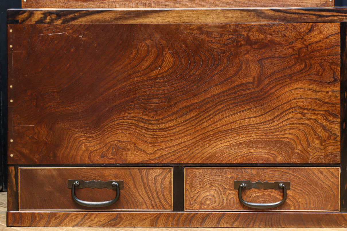 黒柿をアクセントにした欅杢目の美しい関東火鉢 BB2878 – 古福庵