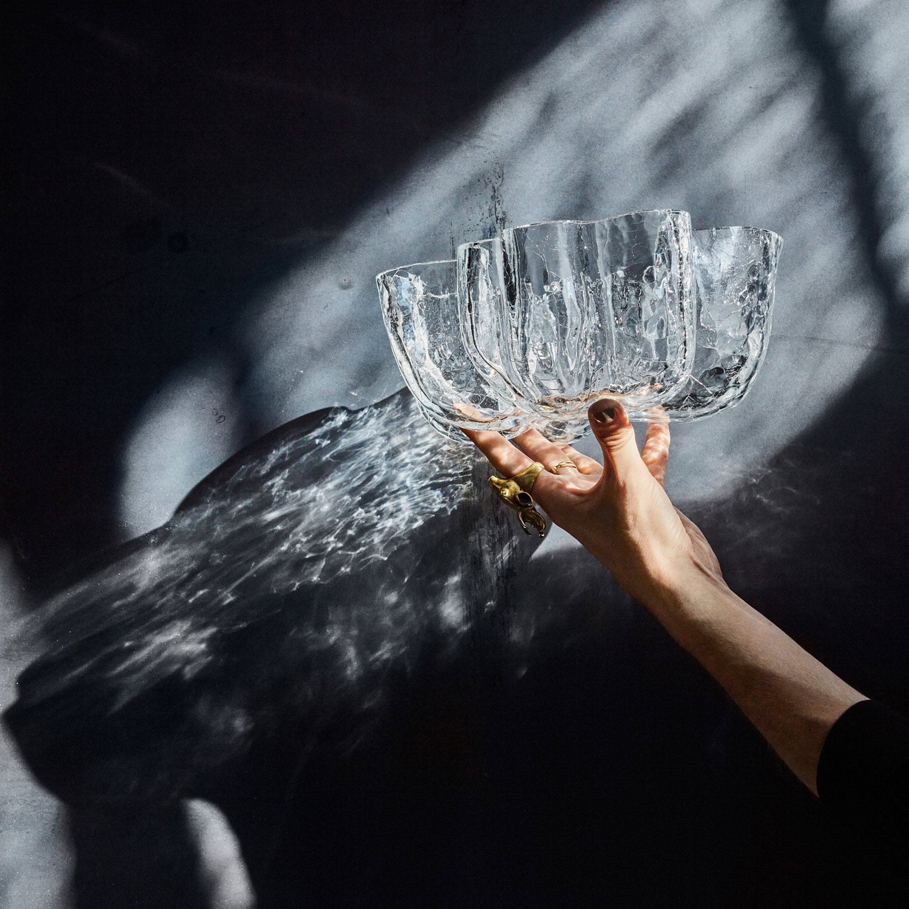 Kosta Boda Crackle Bowl Clear Fruit Decor Design Crystal Glass