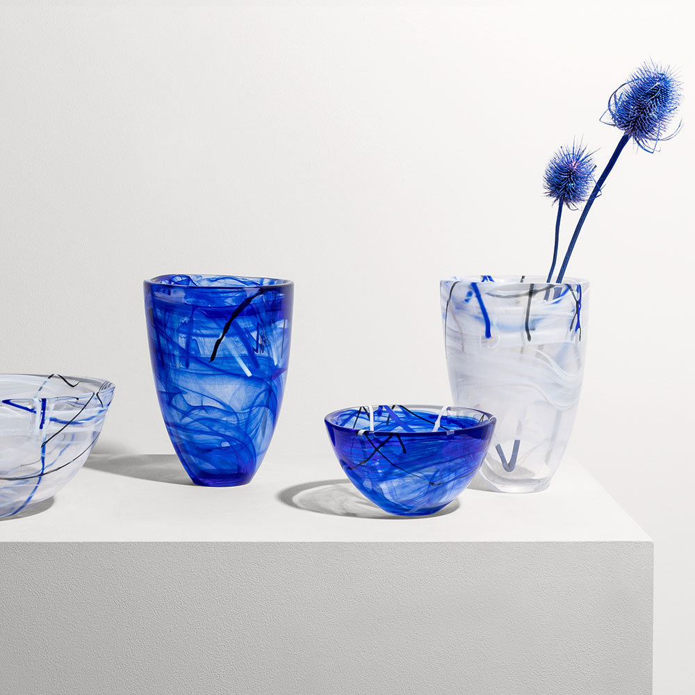 Kosta Boda Contrast Vase Blue Crystal Glass Centrifugation