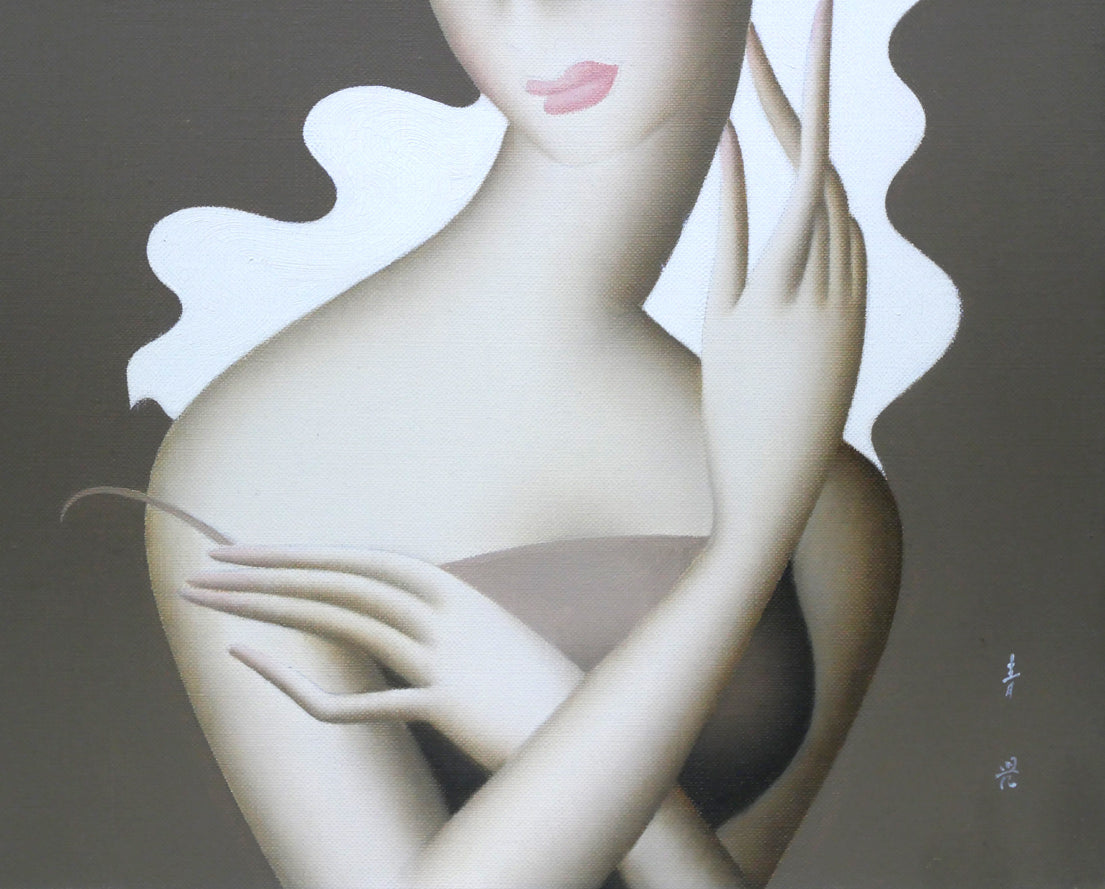 MZ】◇東郷青児『明るい瞳』真筆 色紙水彩美人画◇検） 金子國義