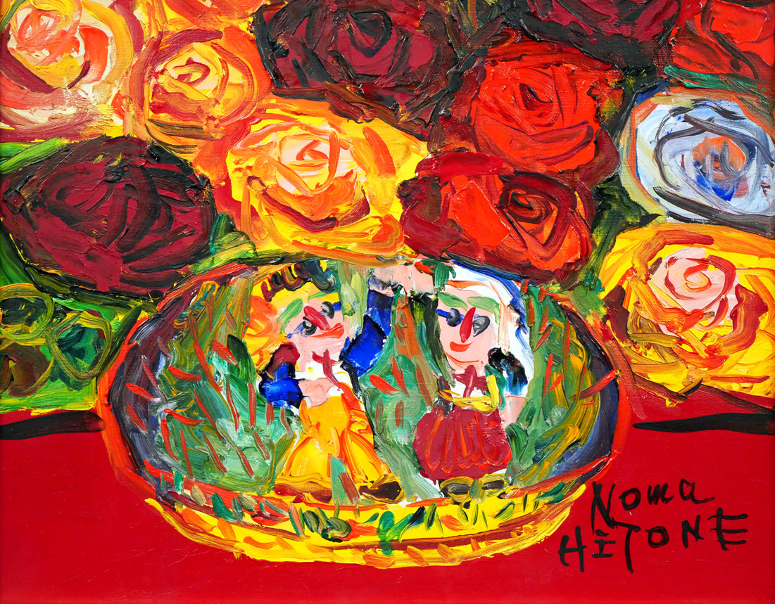 野間仁根「薔薇」油絵・F6号 絵画買取・販売の小竹美術