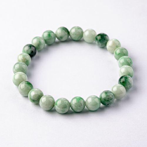 15cmサイズ・8mm玉・艶美麗】（高品質濃緑色ヒスイ）糸魚川天然翡翠