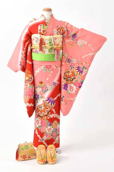 七歳祝着[ピンク・手毬]｜着物レンタルあき (来店着付け無料・全国配送