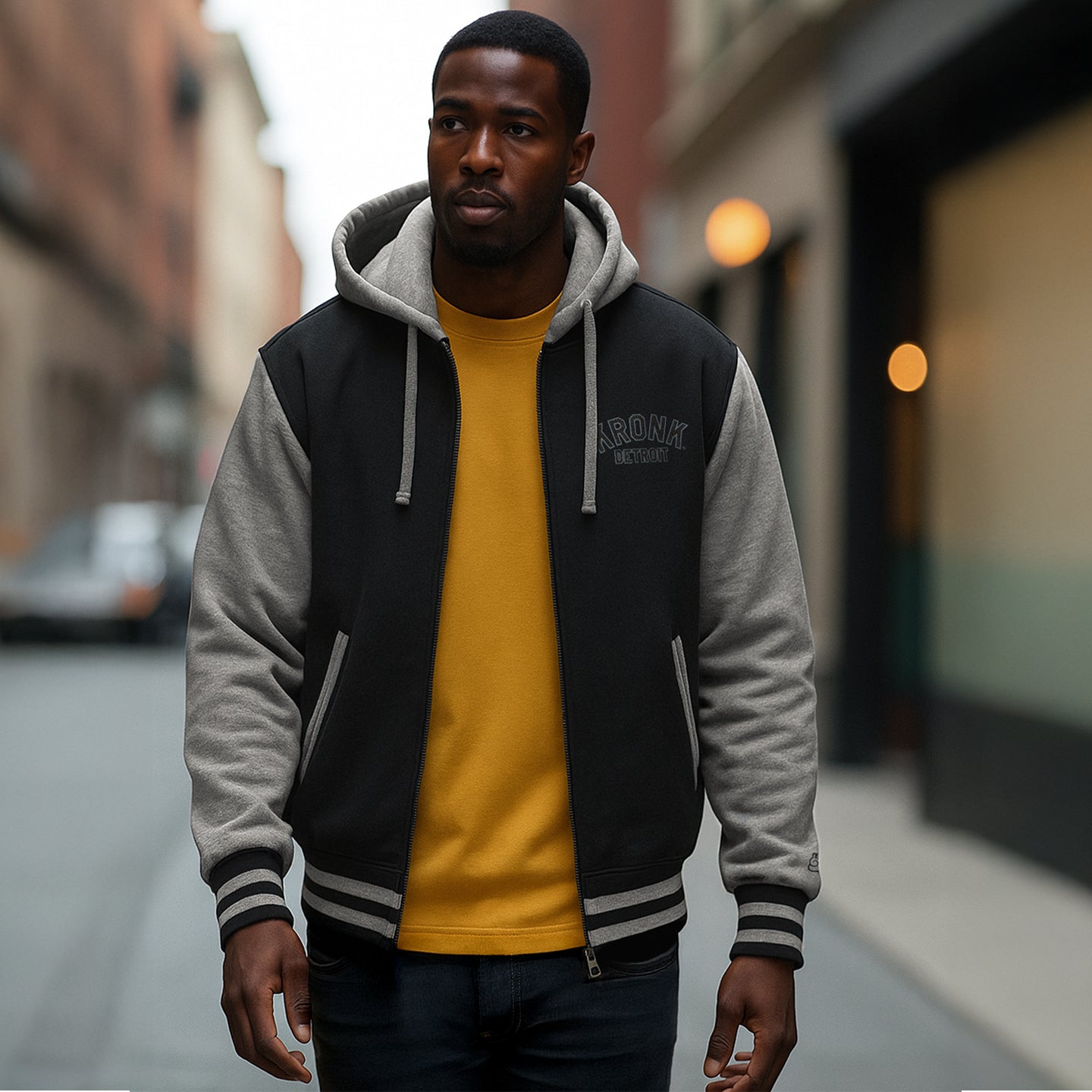 KRONK 'Pain and Fame' Varsity Zip Hoodie