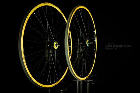 Araya Gold NJS x Dura Ace in custom Black Anodize Track Wheelset