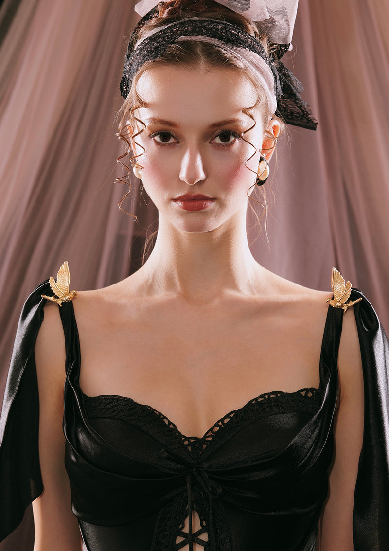 フランスアンティーク ドール用 コルセット 羽 トゥシューズ レース