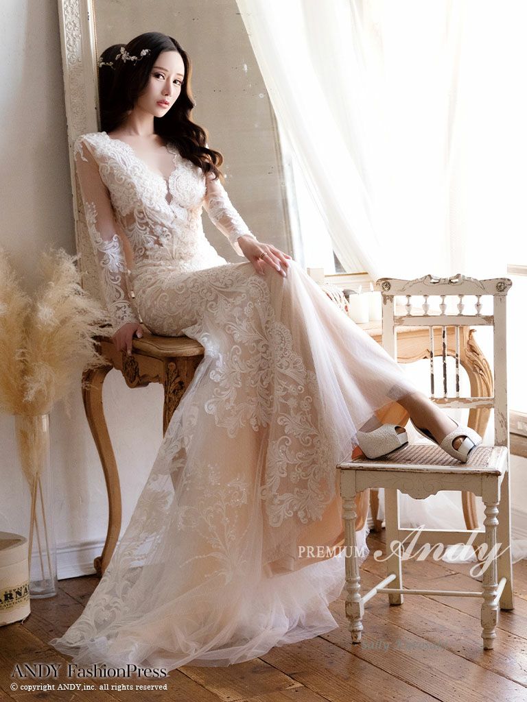 PREMIUM Andy/プレミアム アンディ】長袖 レース シースルー