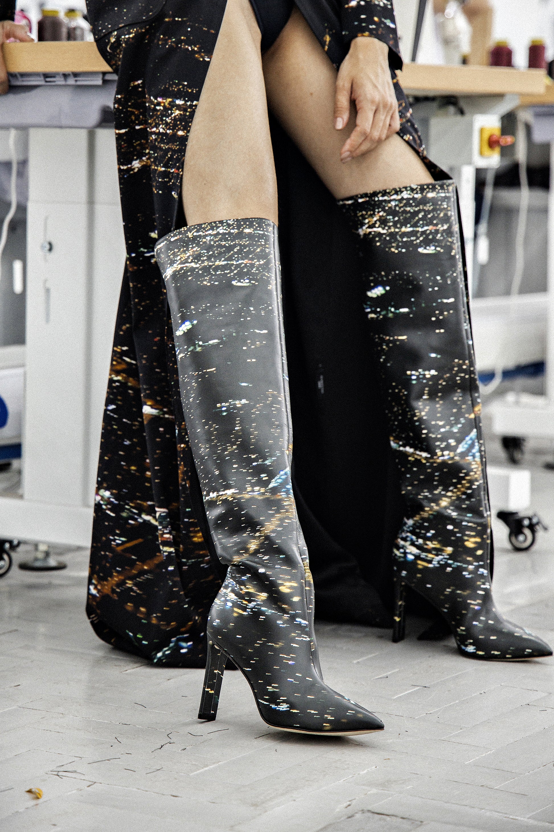 Larroudé x Libertine Boot In Black LAX Printed Leather - Boots