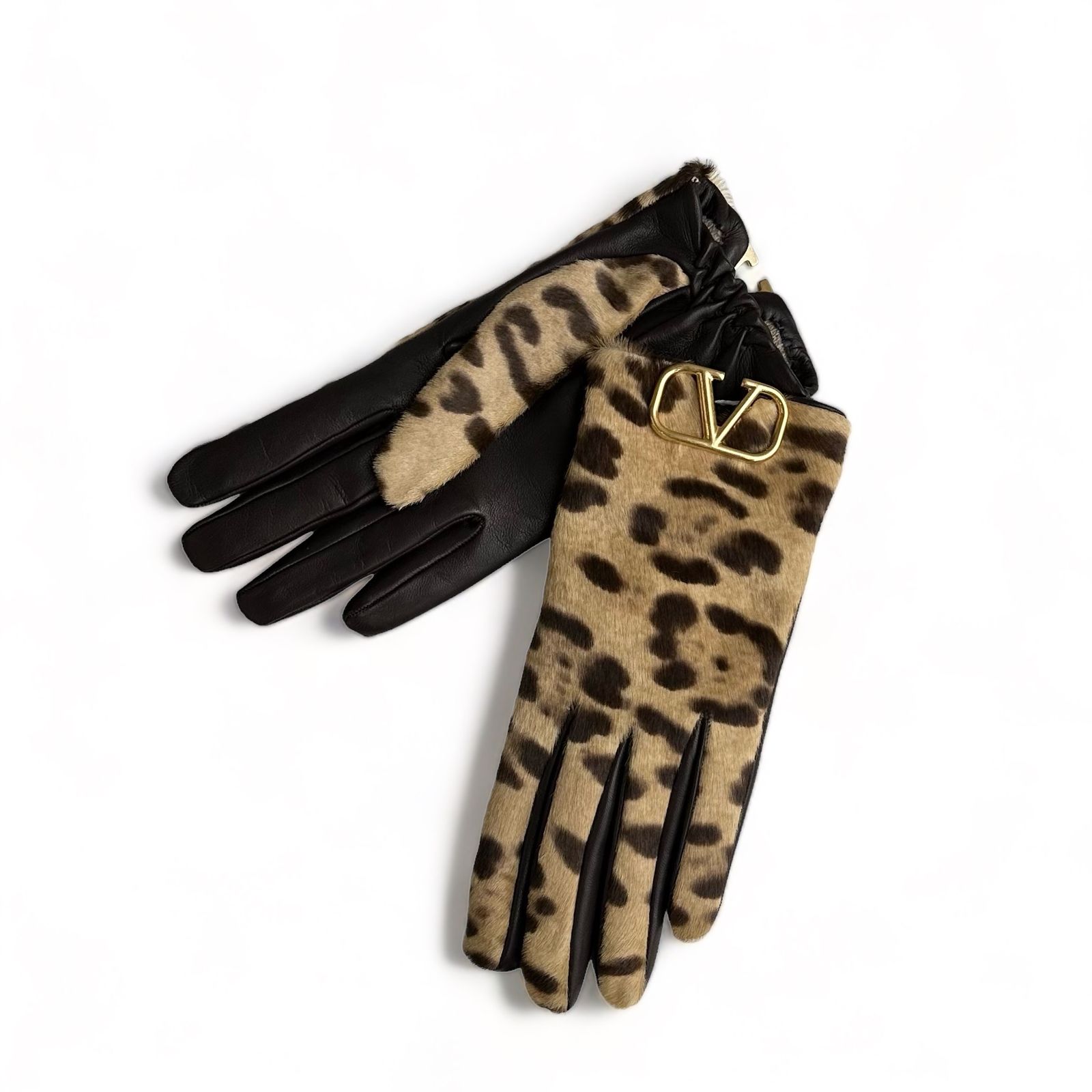VALENTINO - Ⅴロゴ レオパード レザーグローブ / 手袋 / 羊革