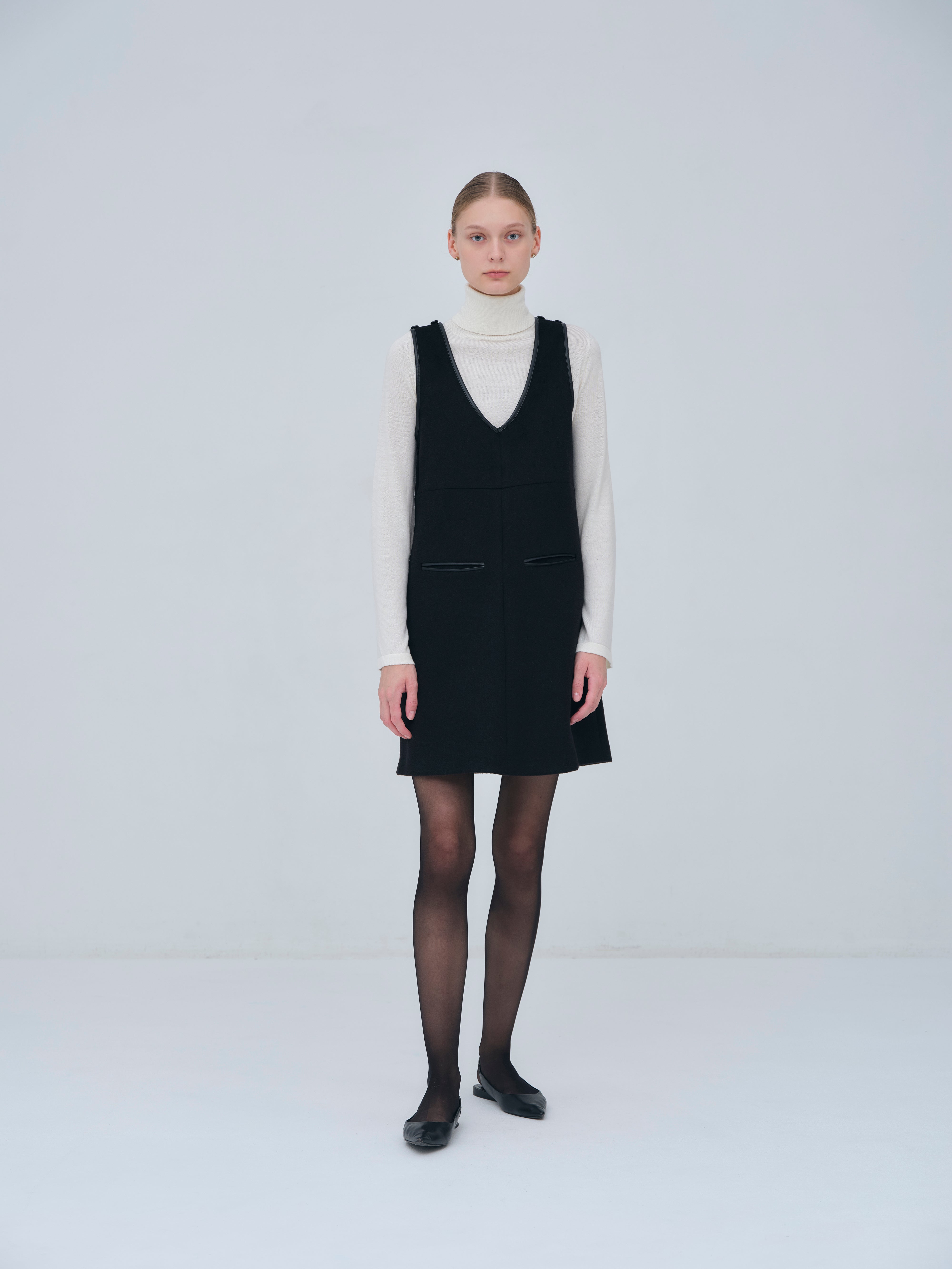 Leather Trimmed Wool Jumper Dress – L'AUBE BLANC