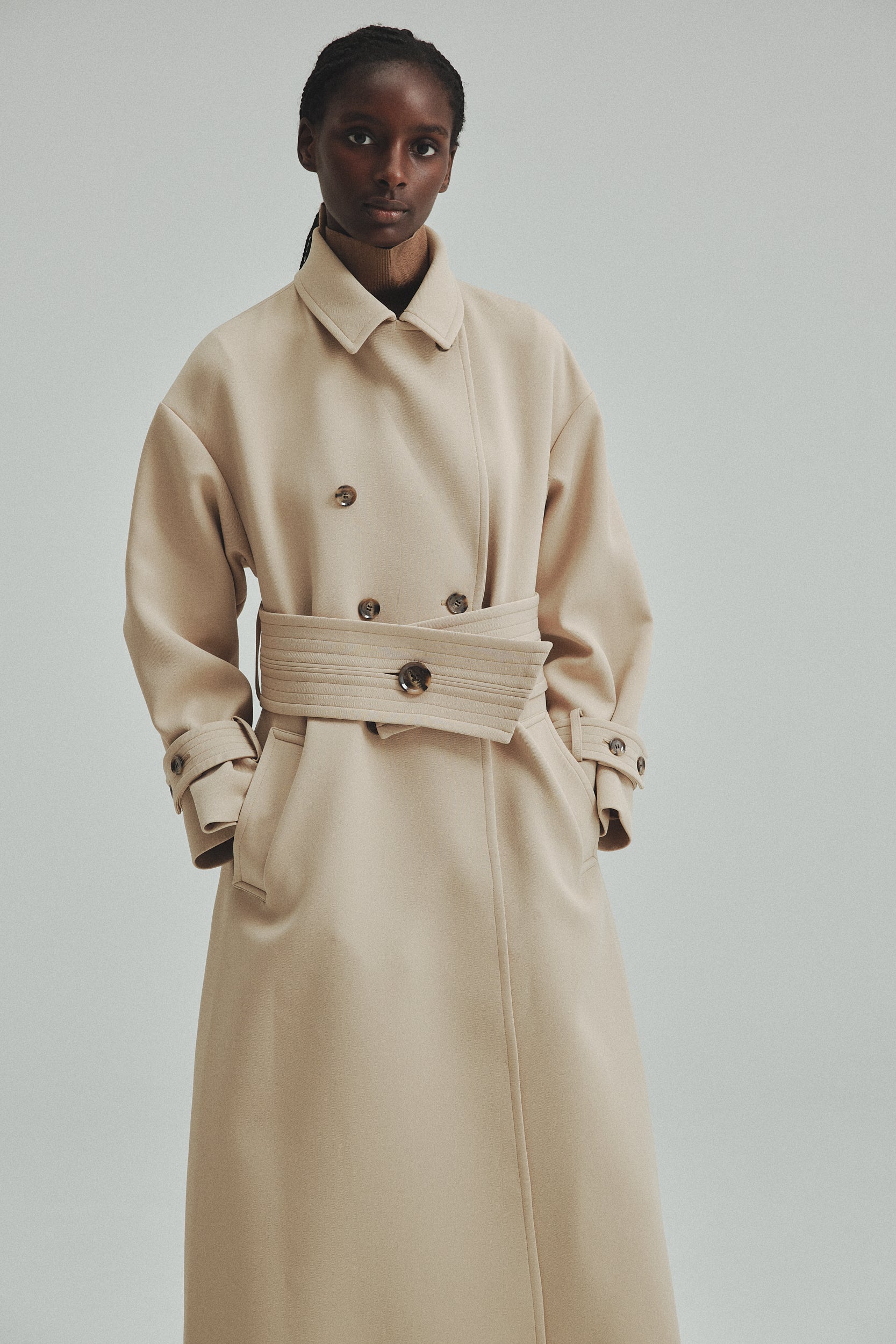 laubeblanc） Belted Flare Trench coat