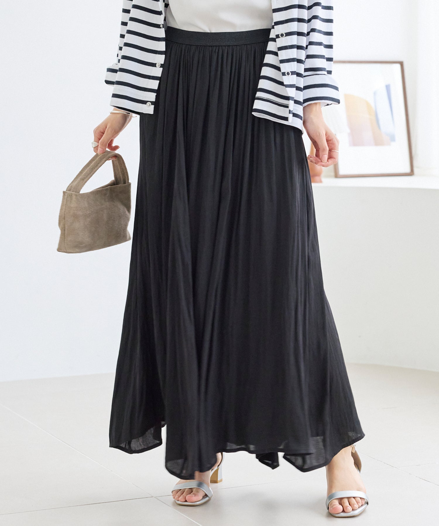 ビンテージサテンフレアスカート | ラビアンジェ-⼤きいサイズの