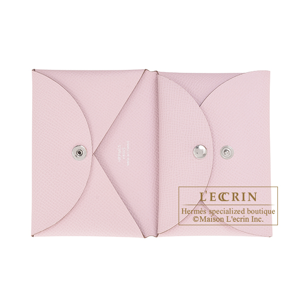 Hermes Calvi Duo Mauve pale Epsom leather Silver hardware | L