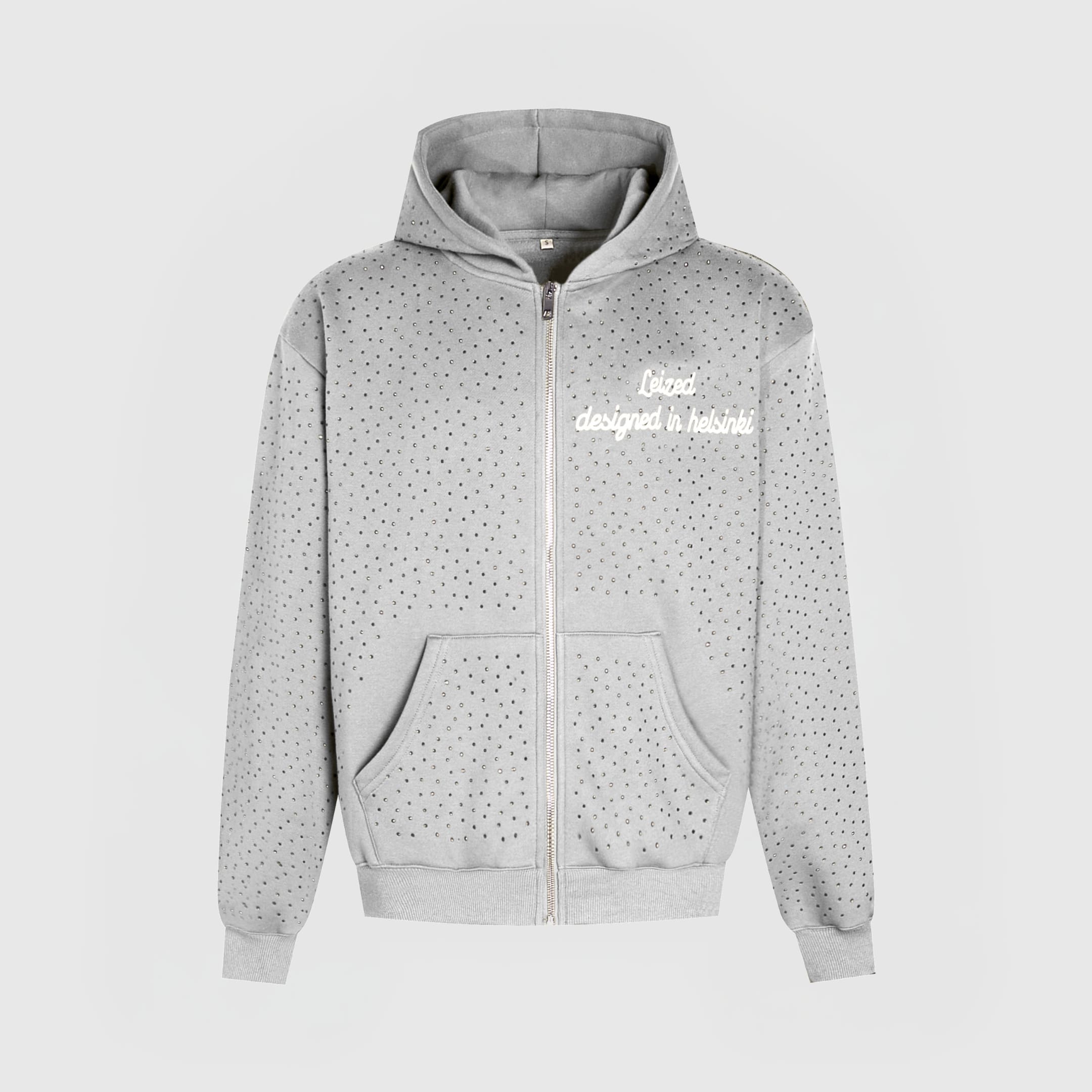 9090 Bullet Logo Rhinestone Zip Hoodie Crash Rhinestone Zip Hoodie