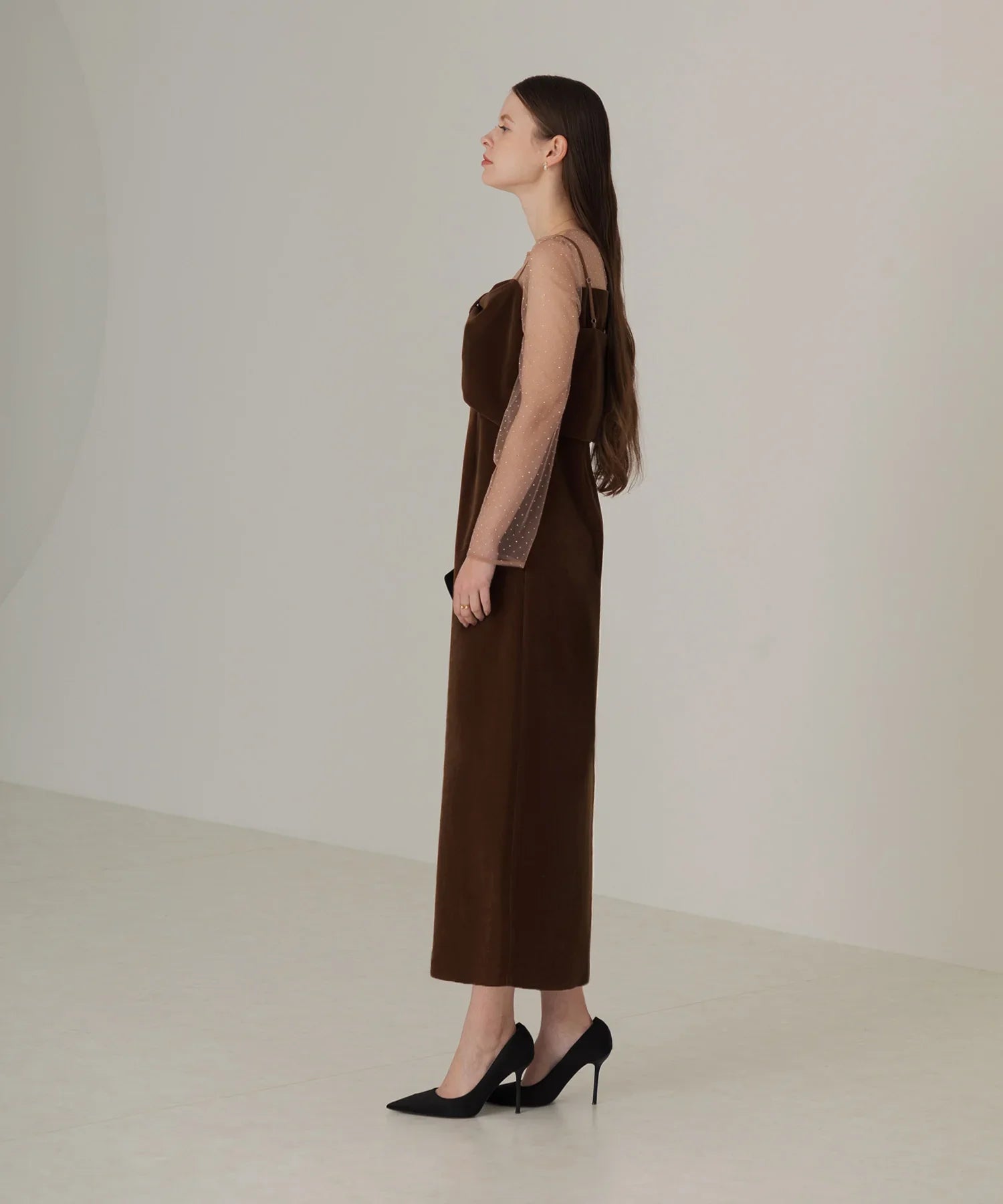 当日発送】2WAYリボンビスチェドットストーンベロアドレスパーティー