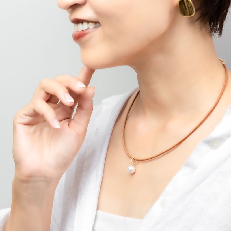着せかえチャーム用レザーネックレス（キャメル／ダークブラウン