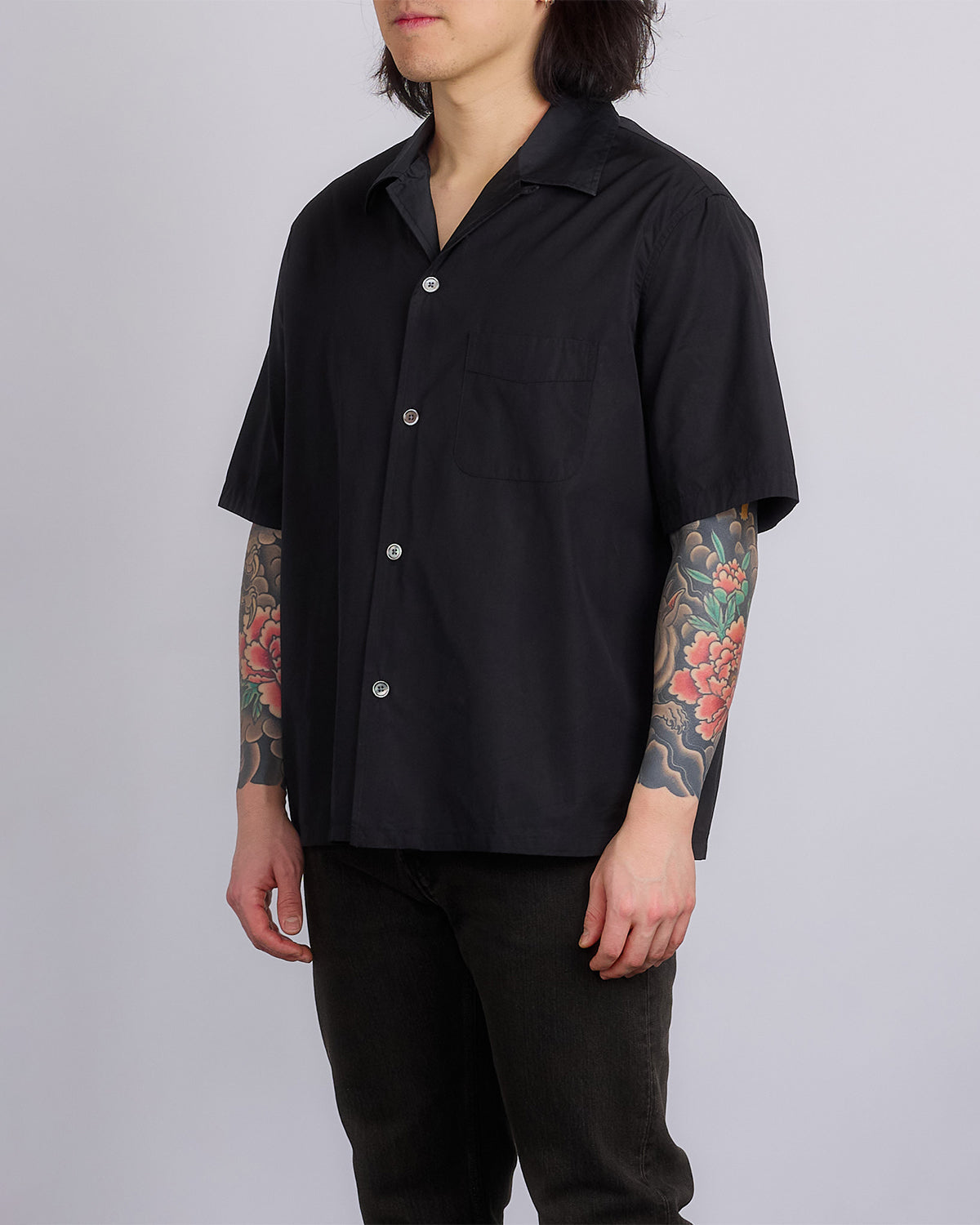 Our Legacy Heusen Short Sleeve Button Shirt Black All Day Poplin