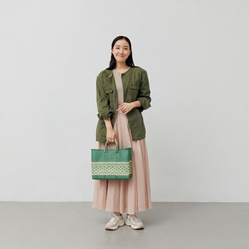 MERCADO BAG - MIMOSA - Metallic Green / Cream (SHORT S) | Letra