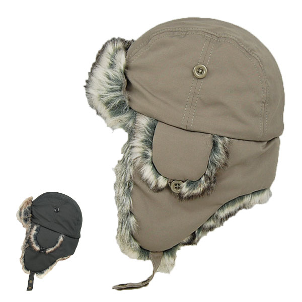 トラッパーハット フライトキャップ 飛行帽 耳当て キャップ 防寒 黒