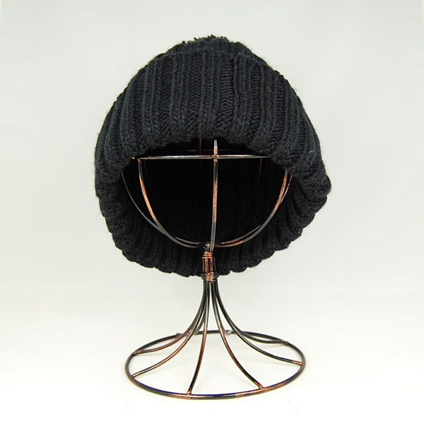 ポンポンニットワッチ ボンボン付きニット帽 黒 / 帽子専門店LION-DO