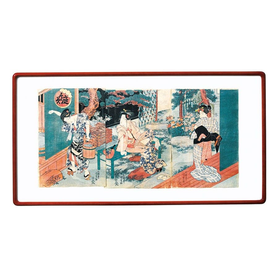 歌川国貞の美人画三枚続「庭すゞみ」 : 小学館百貨店