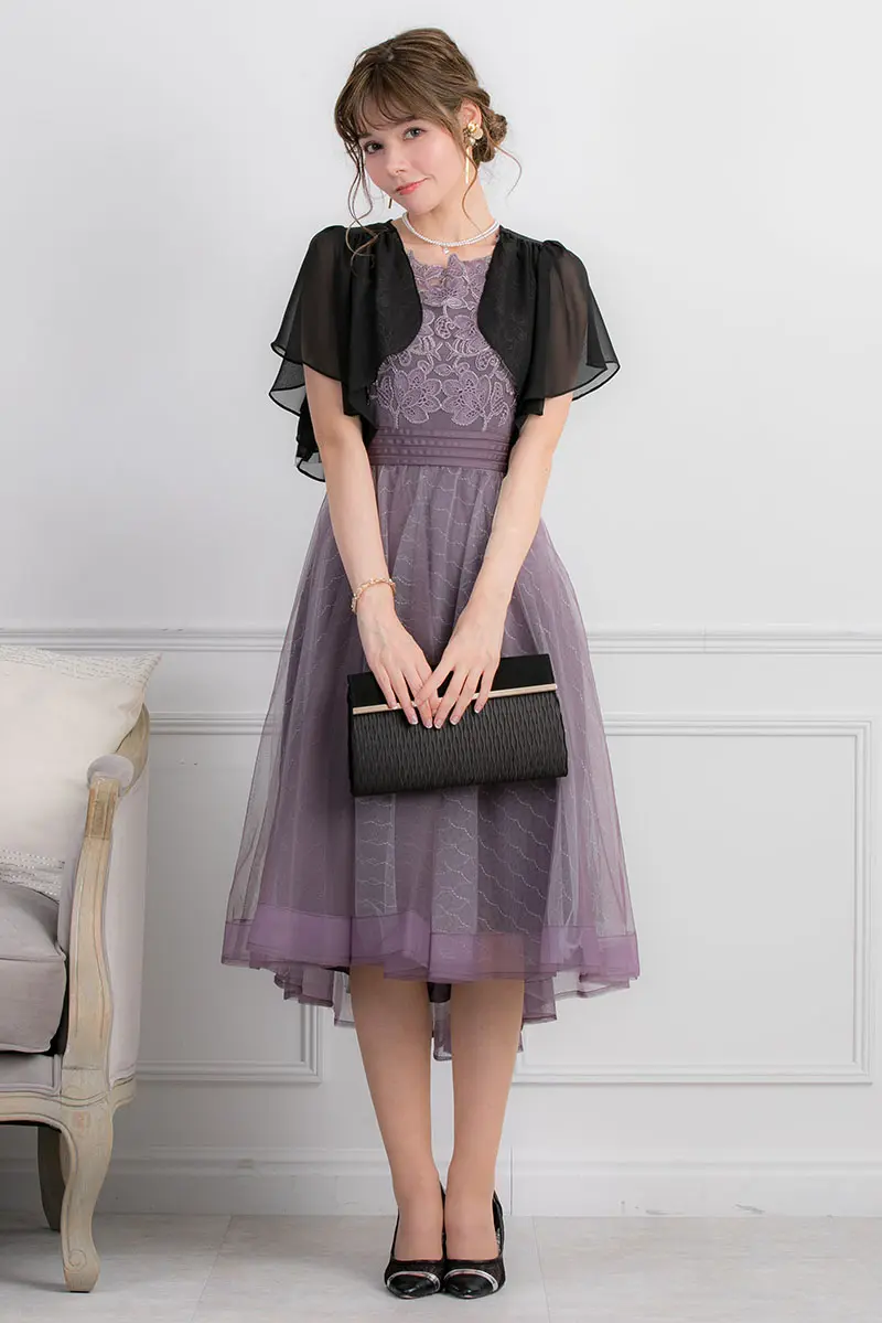 ダークラベンダーのメタリック×チュールドレス | Dorry doll | S～M