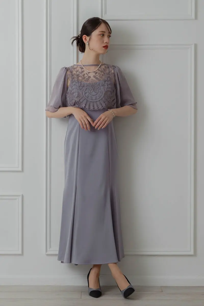 グレーのリーフブラウスマーメイドドレス | Dorry doll | M | 結婚式