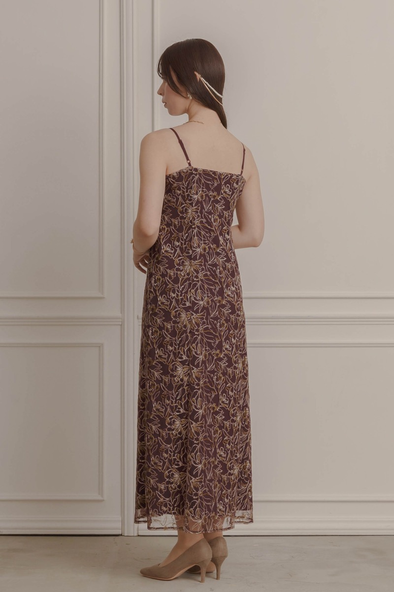 ボルドーの総レースレイヤードドレス | LE' RURE | M | 結婚式