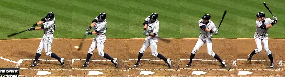 2012年6月23日、サンディエゴ戦第3打席でタイムリーを打ったイチローと