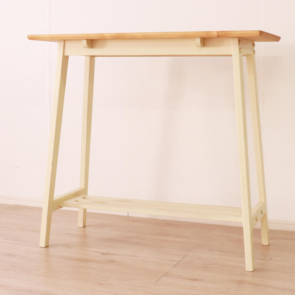 カウンターテーブル 高さ90cm おしゃれ 天然木 ヴィンテージ風 （ ハイ